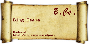 Bing Csaba névjegykártya